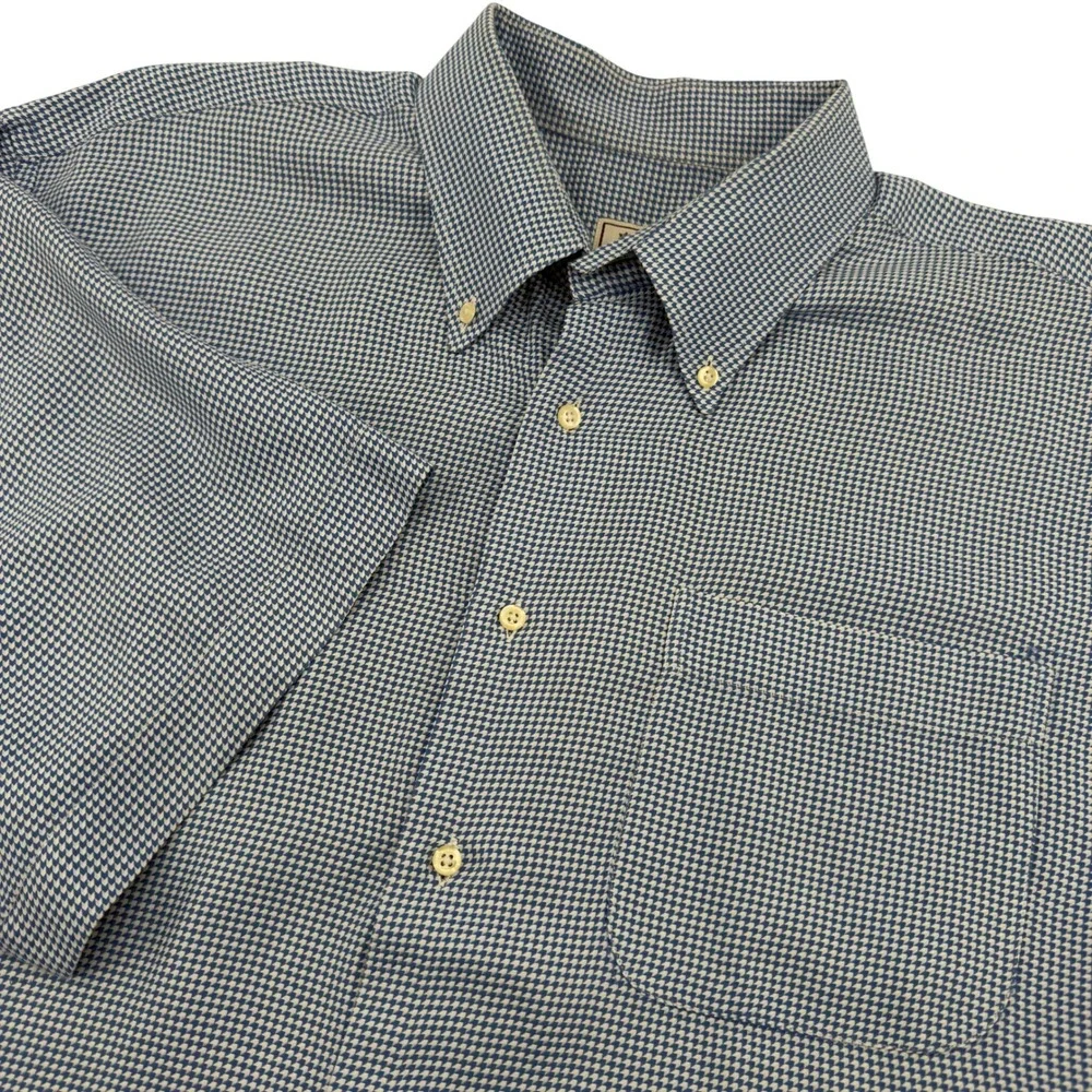 Peter‎ Millar Mens XL Golf Shirt Short Sleeve Blue Gingham Pocket Patch